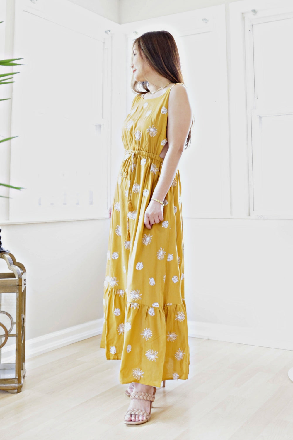 Petite Tropical Embroidered Maxi Dress (Goldenrod) – Petite Dressing